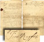 Member of the Stamp Act Congress - Timothy Ruggles Excessivley Rare Autograph