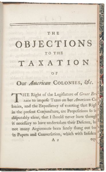 Important 1765 Stamp Act Pamphlet: The Objections to the Taxation of Our American Colonies