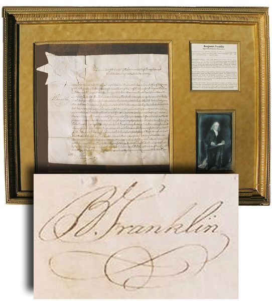 Benjamin Franklin Signed Document as President of the Commonwealth of Pennyslvania