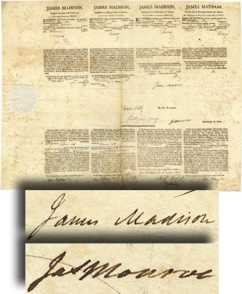 Document Signed by James Madison & James Monroe