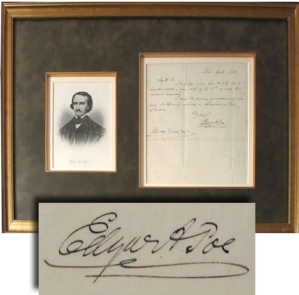 Rare Edgar Allen Poe Autograph Letter Signed
