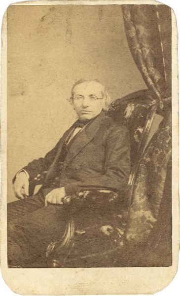 Original circa 1860 carte-de-visite photograph of ISAAC LEESER, most important, influential name in 19'th century American Judaism. 