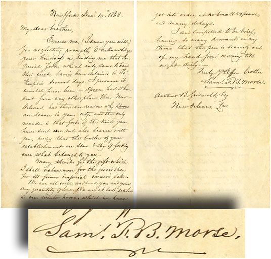 Samuel Morse Autograph Letter Signed Attacking Benjamin Butler