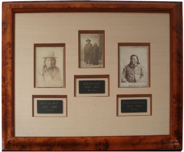Photographs Signed by Indian Chiefs Geronimo, Sitting Bull and Rain-in-the-Face