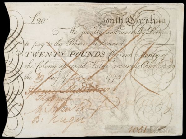 Extraordinary South Carolina Rarity Signed By Henry Middleton (President of the Continental Congress)