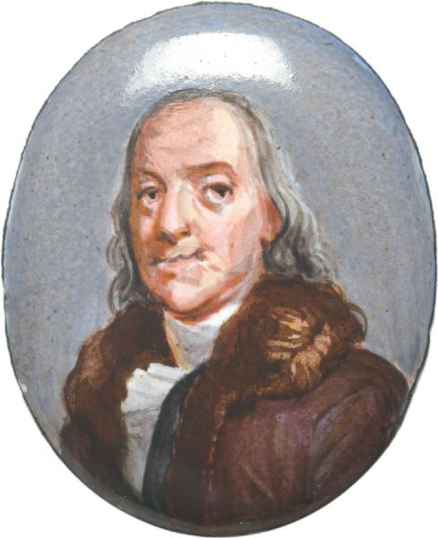 Superb Original Miniature Painting of Benjamin Franklin