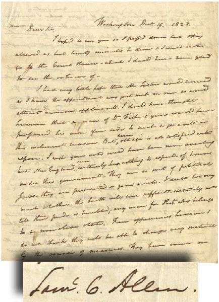 Representative Allen from Massachusetts Writes of Presidents & Slavery