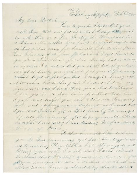 Outstanding Slavery Letter !  A Runaway Slave Begs His Master to Take Him Back !