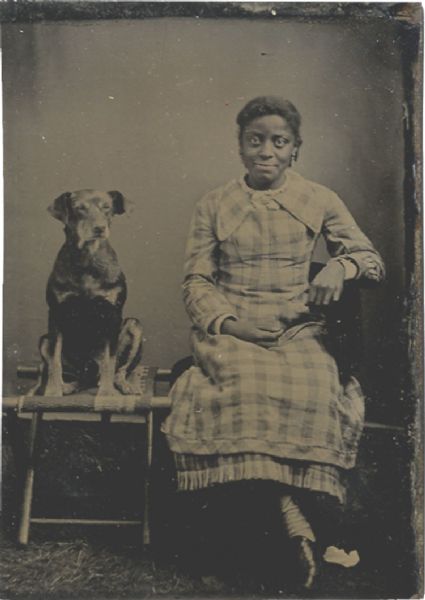 African American Girl with Dog Tin Type