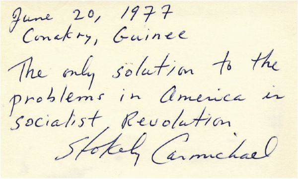 Stokely Carmichael Autograph Quote Signed