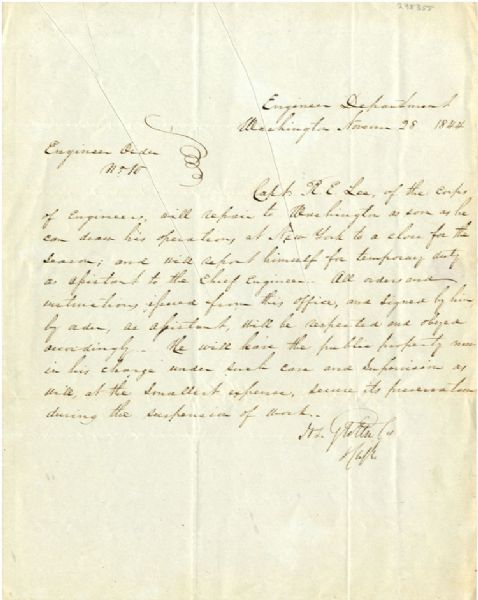 1844 Manuscript General Order for Robert E. Lee