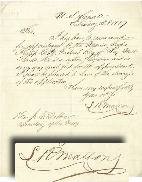 Stephen Mallory Signed Letter