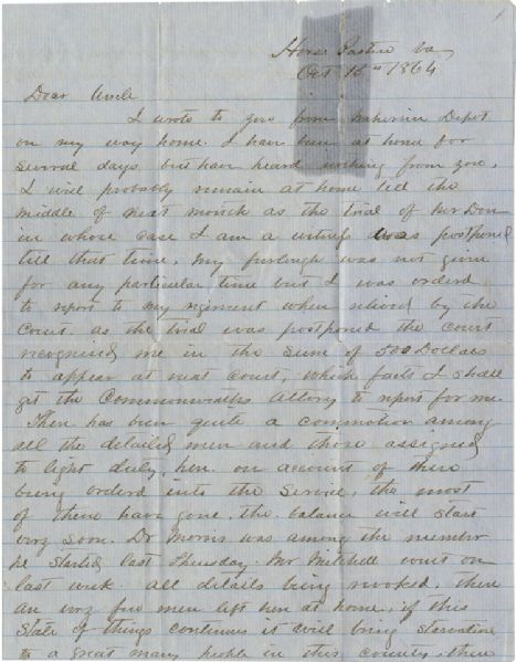 10th Virginia Cavalry Letter