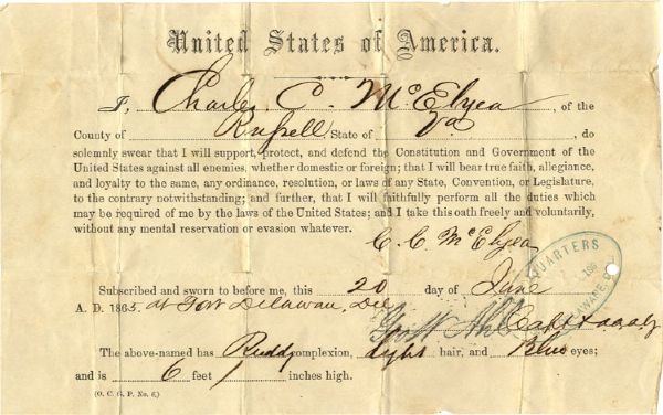 37th Virginia Infantry Oath of Allegiance