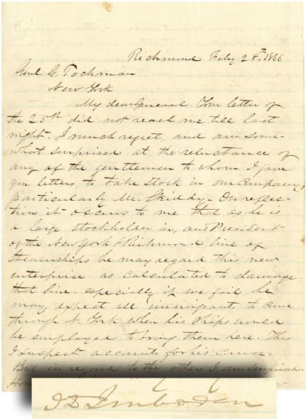 General John D. Imboden Autograph Letter Signed