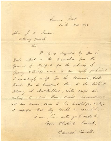 Edward Everett Autograph Letter Signed