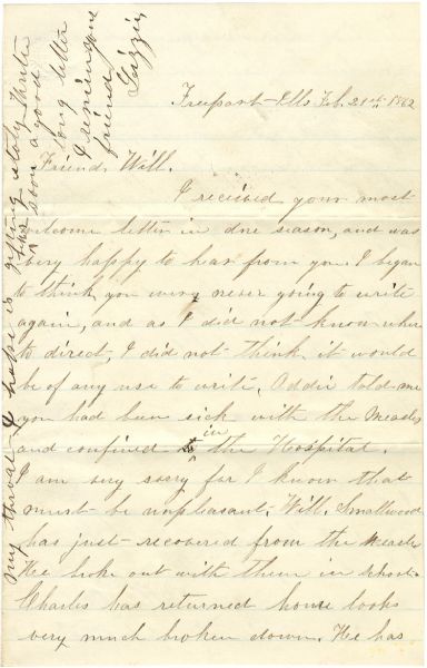 Letter to a Member of the 92nd Illinois Regiment