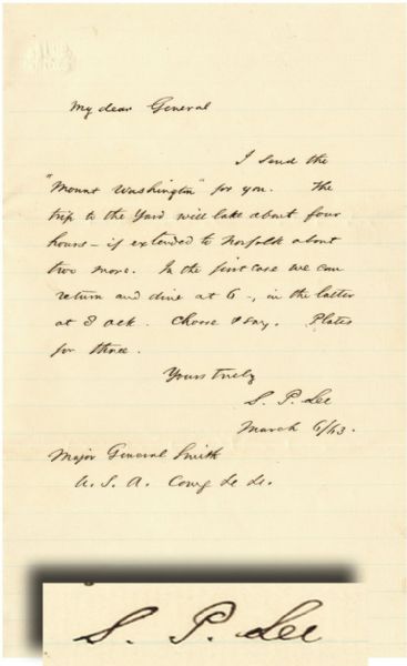 War Date Admiral Samuel P. Lee Autograph Letter Signed