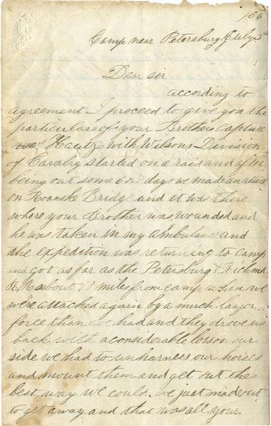 13th New Hampshire Soldier Writes of Battling and the Capture of a Comrade