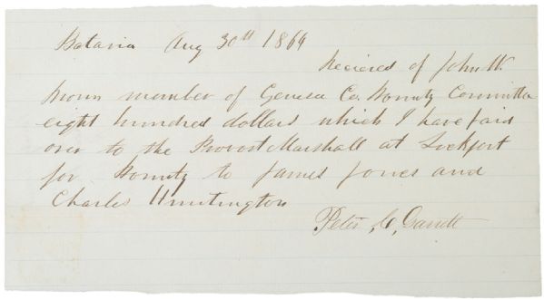 Bounty Receipt for Two Union Soldiers
