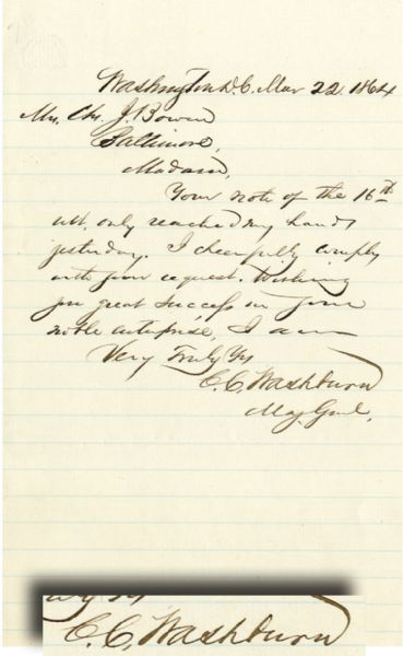 War Date General Washburn Letter