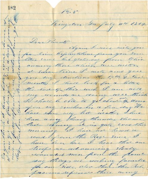 A Union Corporal Writes After Being Wounded During The Atlanta Camapign