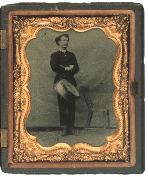 Tintype of a Civil War Soldier with Snare Drum