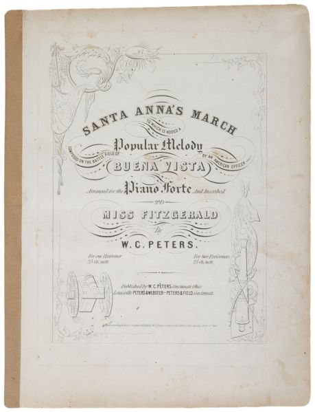 Santa Anna's March Original Music Sheet Composed by an American Officer in the Mexican-U.S. War !