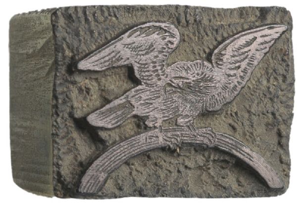 c. 1810 Patriotic Hand-Engraved Original Wooden Heraldic Eagle Printer's Block