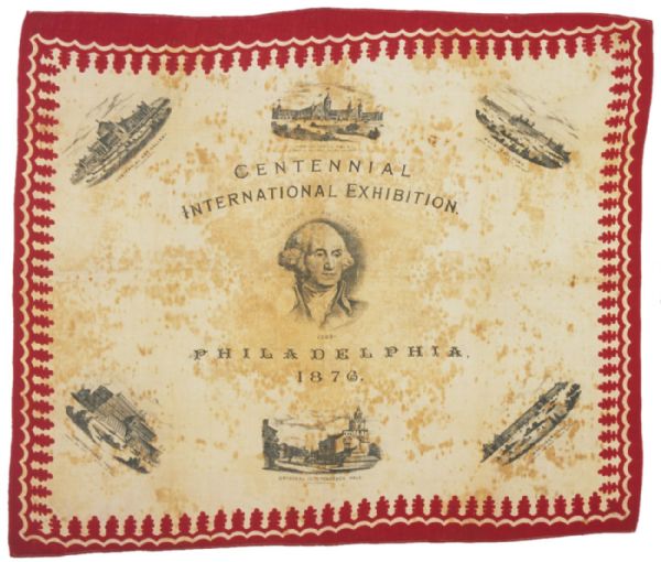 1876 CENTENNIAL INTERNATIONAL EXHIBITION Bandanna, Philadelphia, PA,