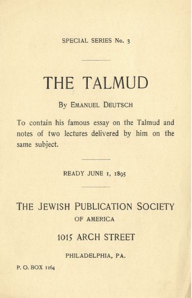 His famous 1867 essay published in “Quarterly Review,” and translated into several languages, led to a renewed interest in the Talmud among Christians.  