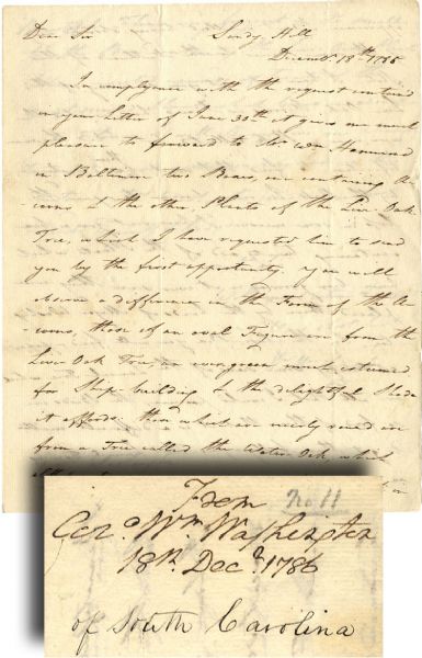 Good Content Botany Letter Addressed to George Washington and Docketed by Him