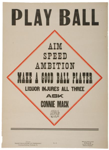 Baseball Connie Mack Anti-Alcohol Poster