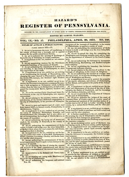 Pennsylvania - A Slave Holding State - 1832