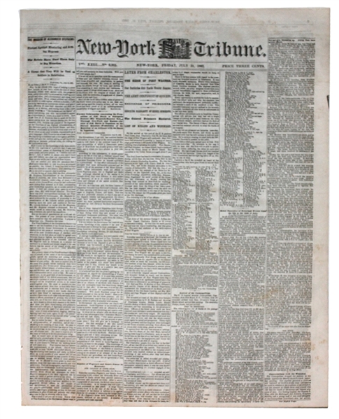 The New York Tribune Warns The North Not To Use Black Troops; Disproportionate Casualty Rate Suffered By The 54th Mass. (Colored) at The Battle of Fort Wagner