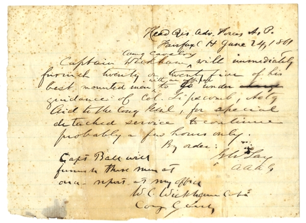 An Early War Dated Document Signed by William Wickham