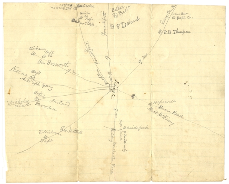 . Manuscript Map Circa 1860, Lexington, Kentucky