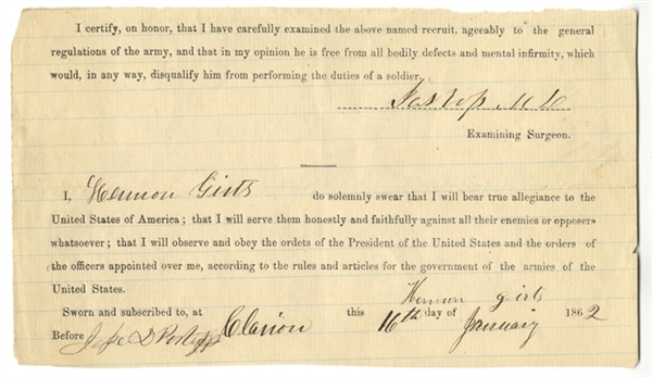 This Recruit is Certified, Swears the Oath, But Would Later Die at Andersonville.