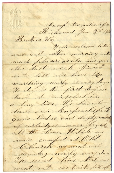 Rare Battle of Hanover Court House Letter-An Ambush Is Avoided Thanks To Two Slaves