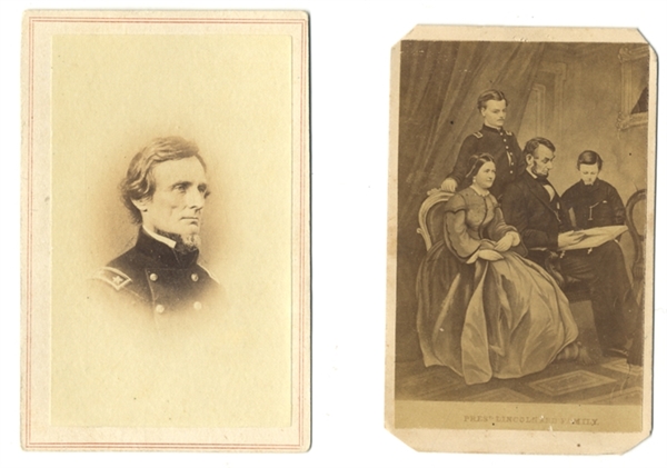 Pair of CDVs Lincoln Family and Jeff Davis As Federal Officer
