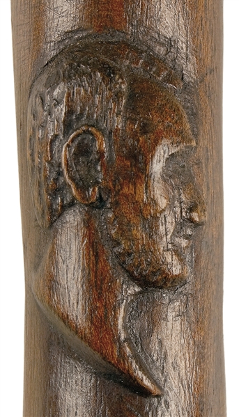 Hand-Carved Cane with Abraham Lincoln’s Bust Portrait