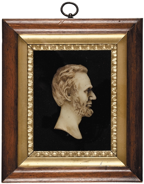 Stunning Abraham Lincoln Wax Profile Bust Presentation