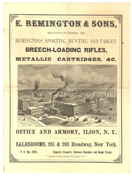 1870's Remington & Sons Firearms and Ammunition Sales Brochure.