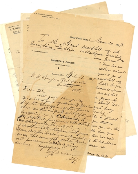 29 Old West Lawman Letters, 1882-1906.