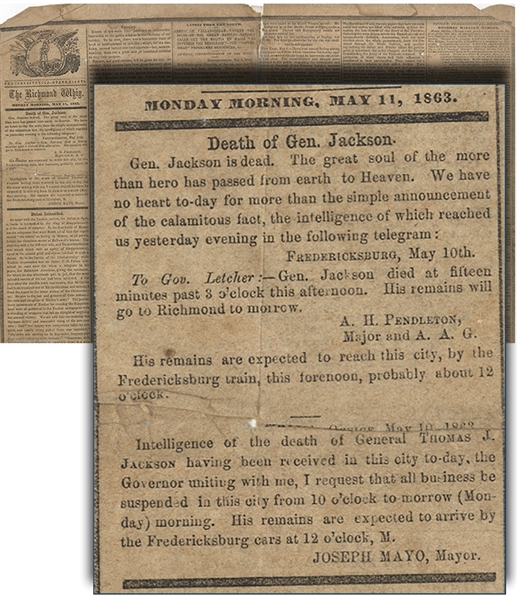 The First Report of the Death of Stonewall Jackson
