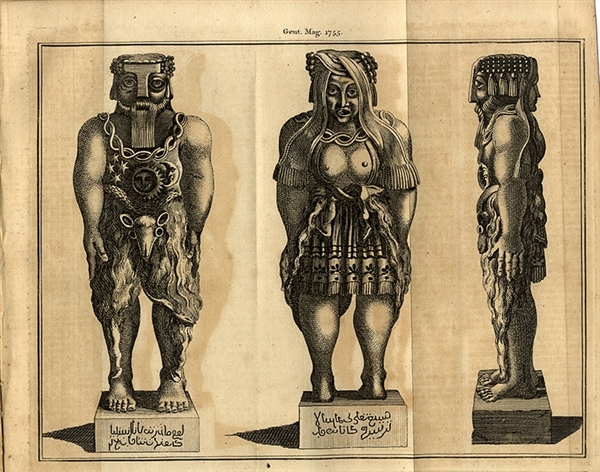 1755 Copper Engraving of an Unusual Statue