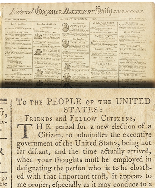 The Complete Printing of President George Washington’s Farewell Address