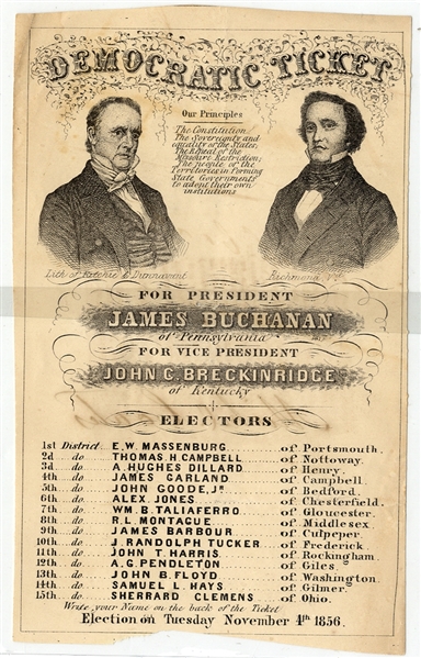 Election Ticket for 1856