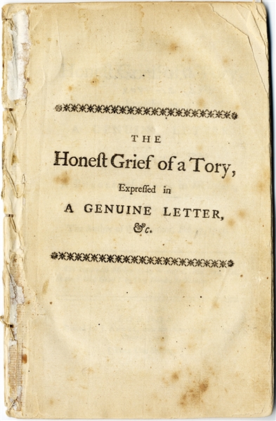 1759 Pamphlet: The Honest Grief of a Tory-With An Argument Against Proposed North American Tobacco Taxation