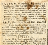 “We, the People of the United States” ... Full Printing of the United States Constitution ... September 26, 1787